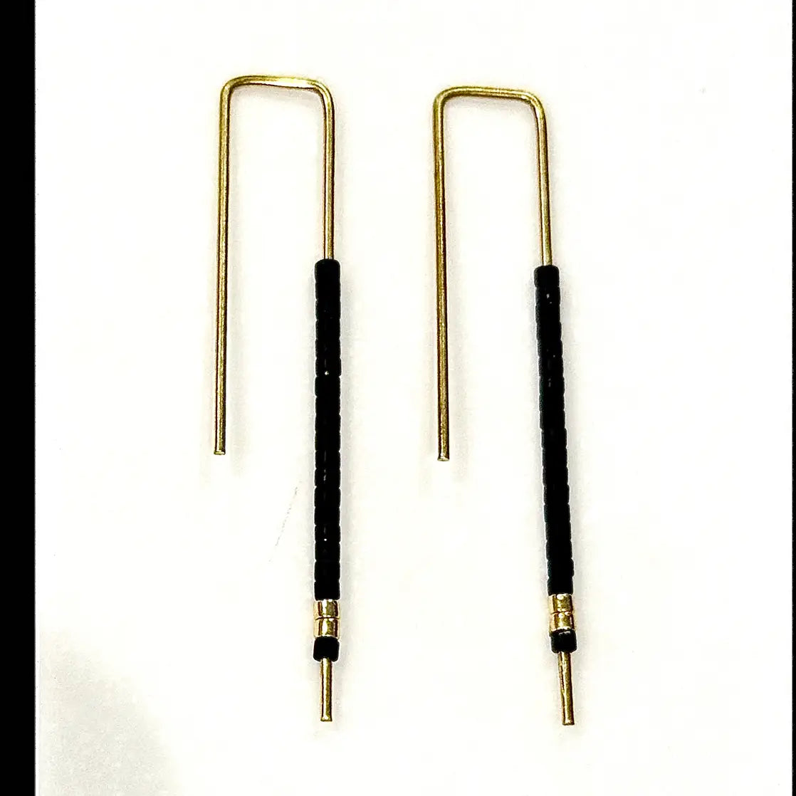 Bead Brass Earring in Black