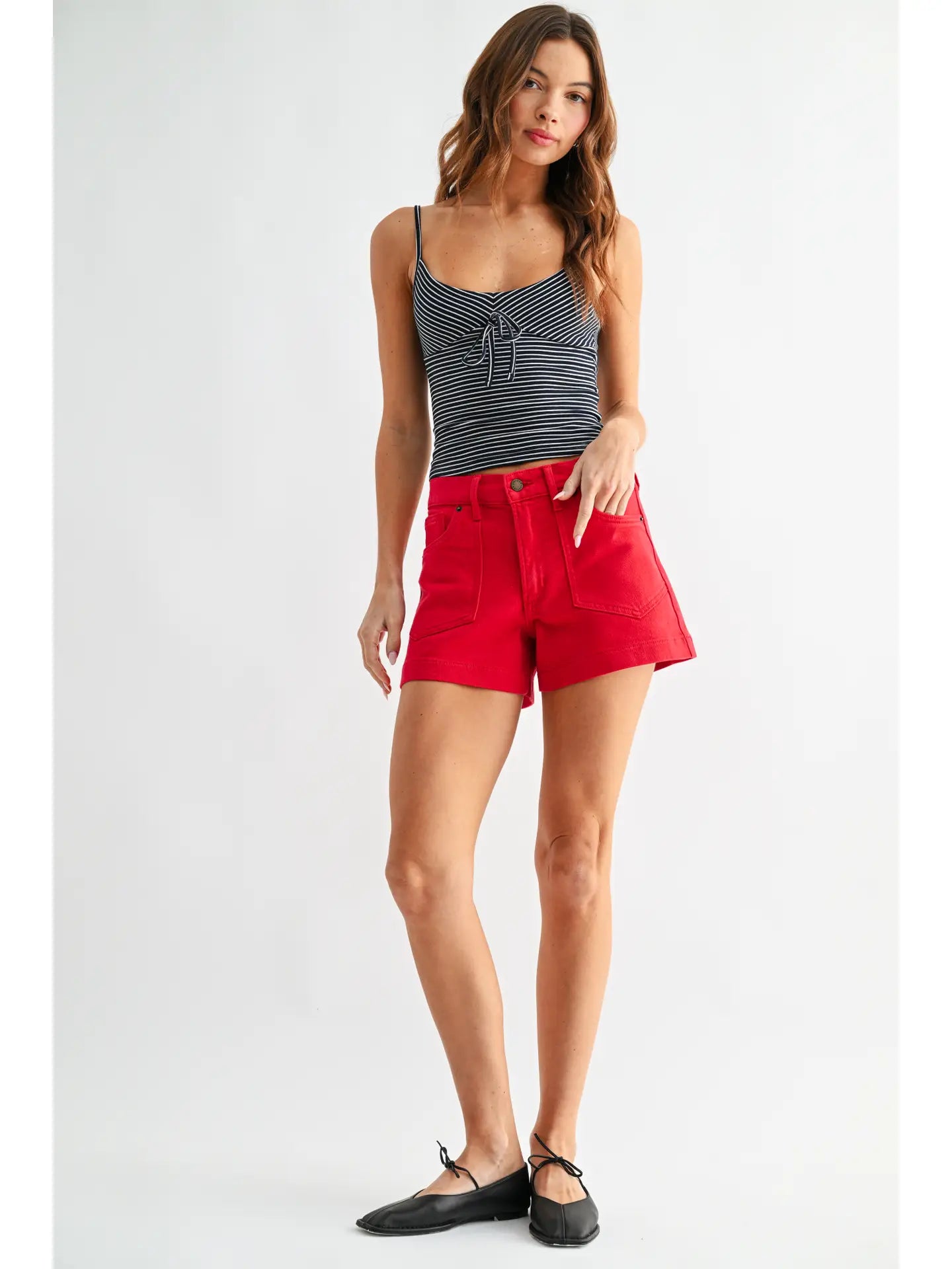 Western Pocket Shorts in Red