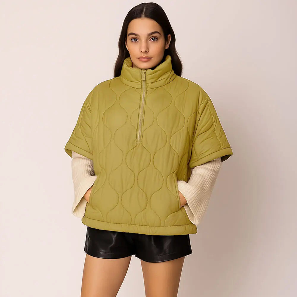 Quilted Short Sleeves Puffer Pullover