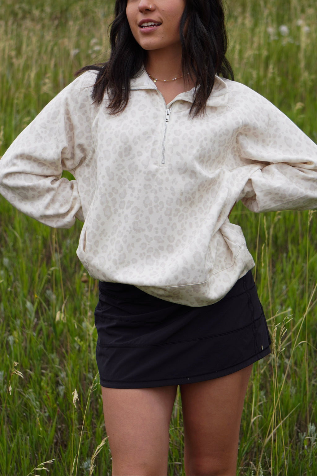 Leopard Quarter Zip Pullover