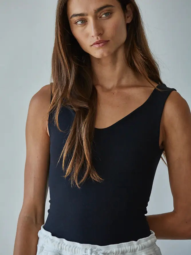 Demi Double Layered Bodysuit in Black