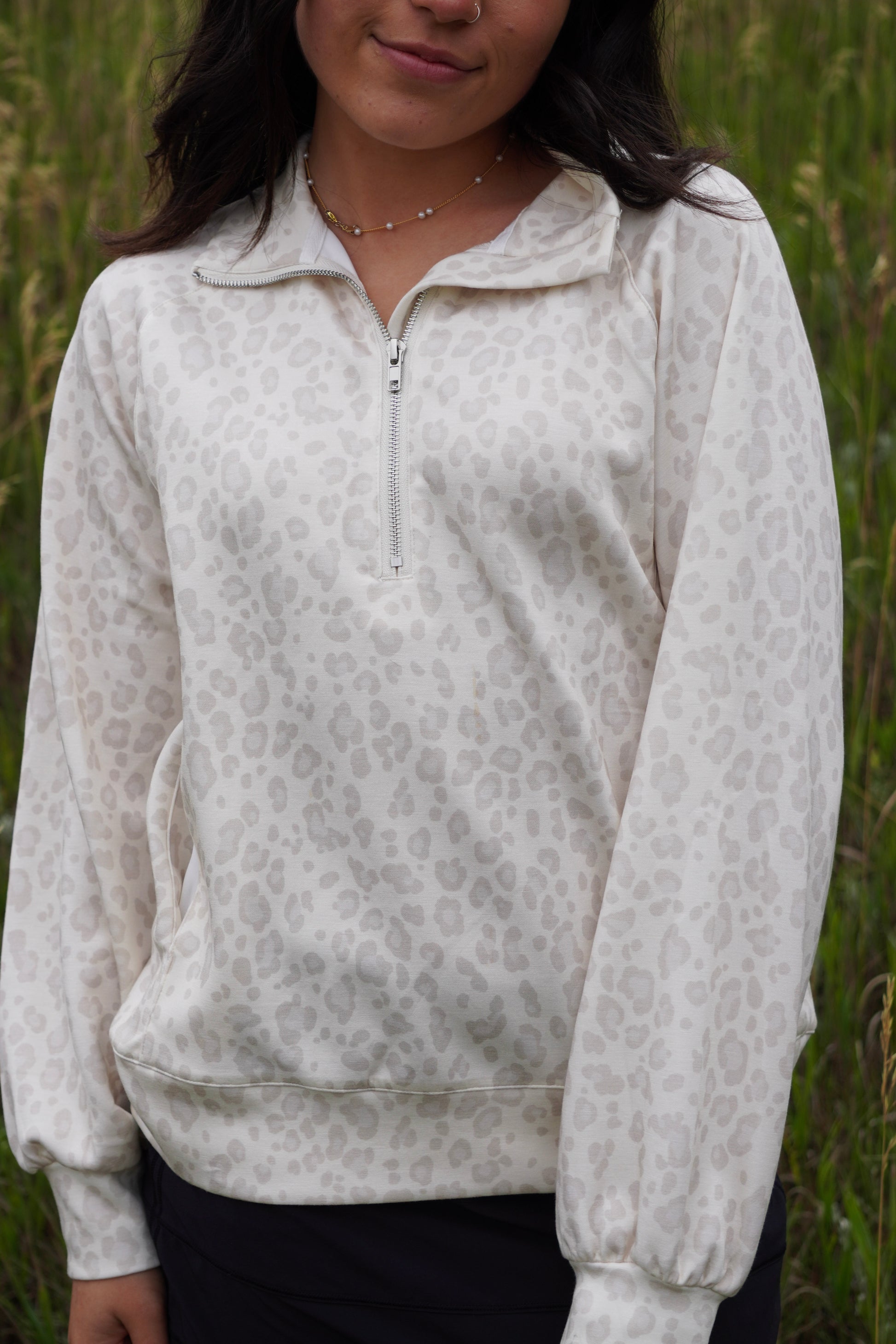 Leopard Quarter Zip Pullover