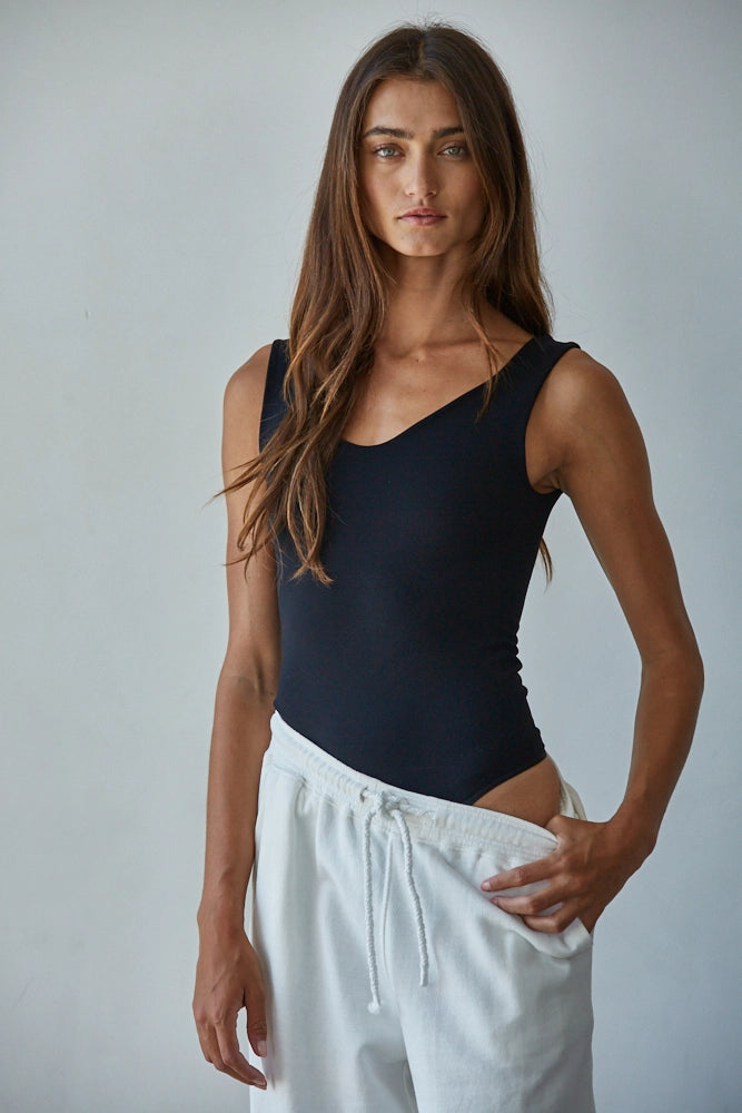 Demi Double Layered Bodysuit in Black