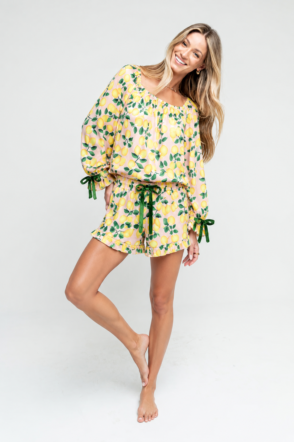 Lemon Drop Ruffled PJ Set