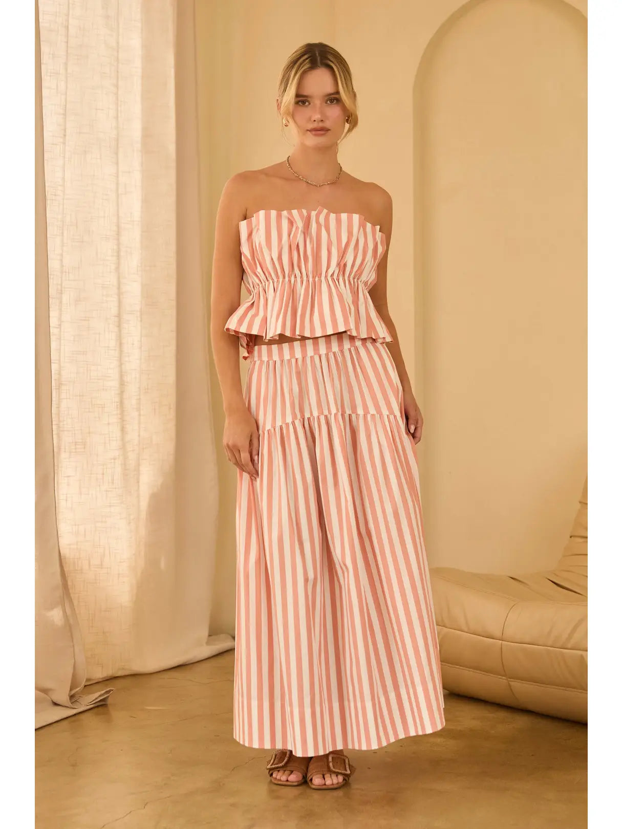 Stevie Striped Tiered Maxi Skirt