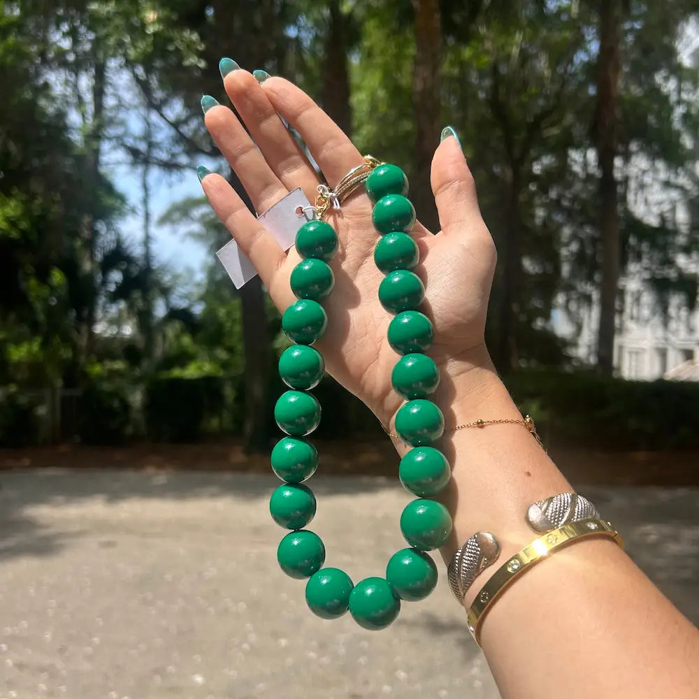 Daisy Chunky Beaded Necklace in Emerald