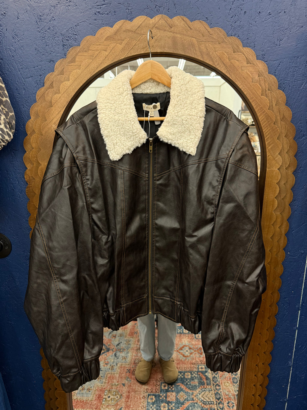 Kelly Faux Leather Bomber Jacket
