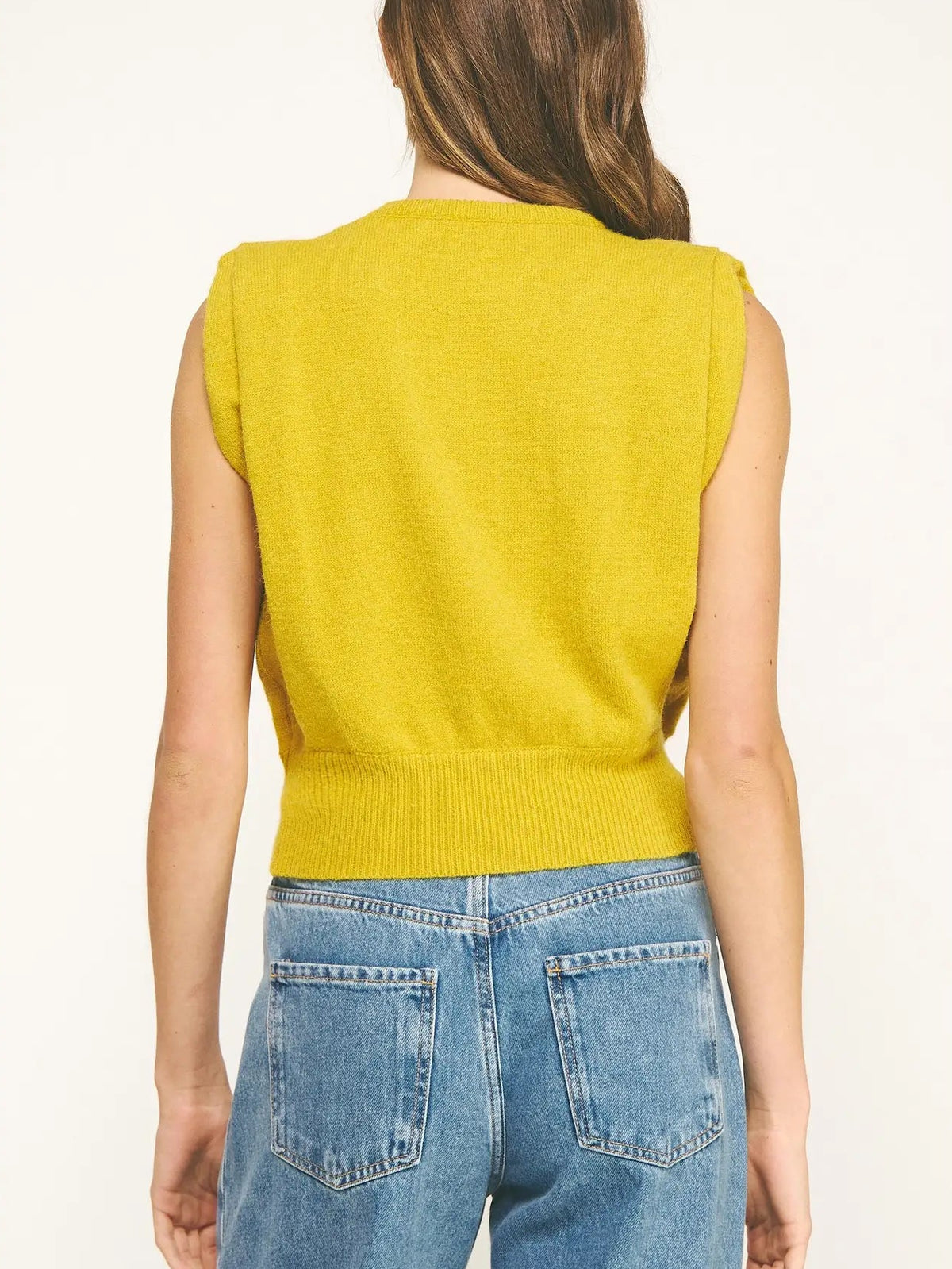Macy Muscle Sweater Vest Top in Chartreuse