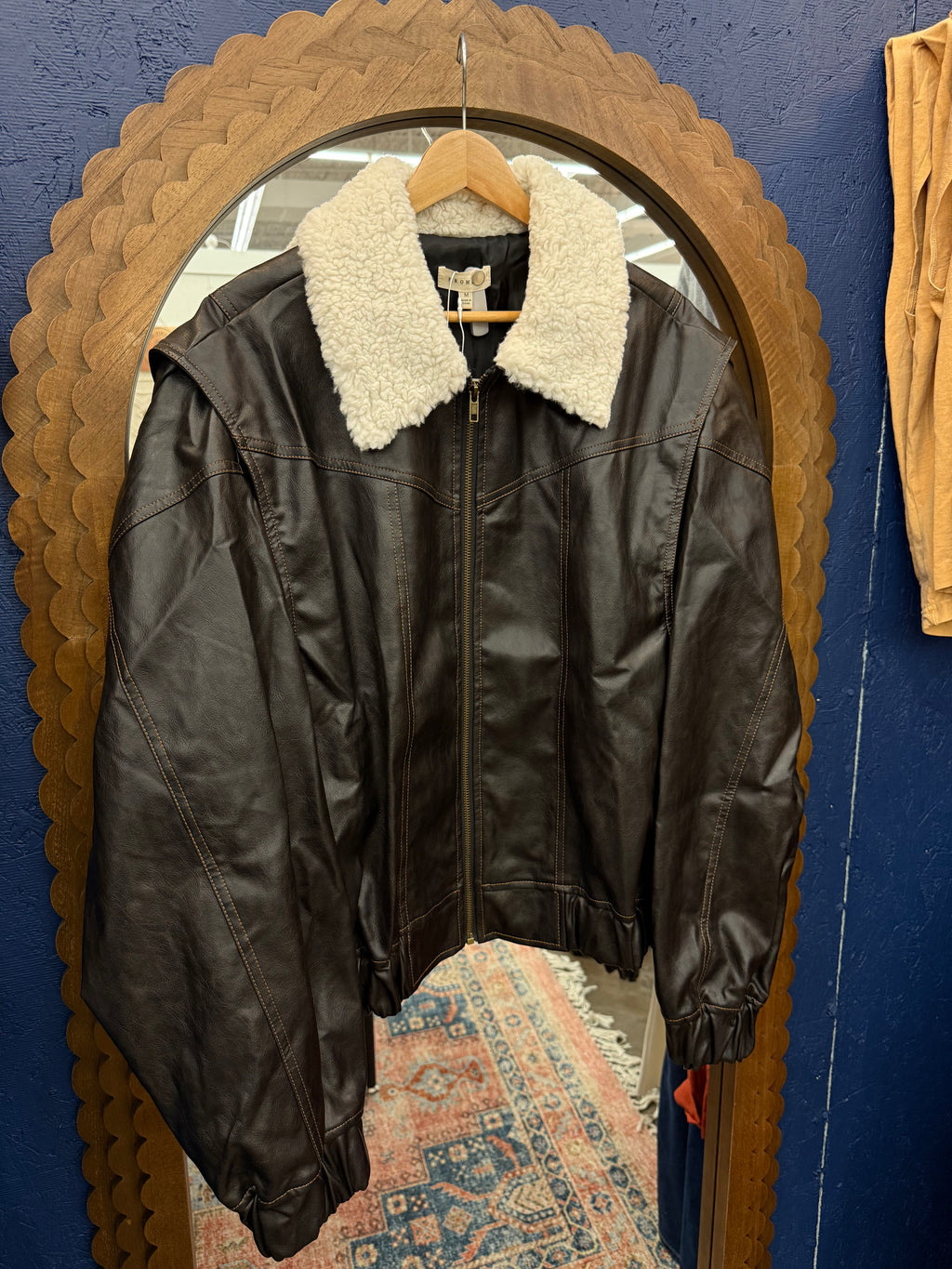 Kelly Faux Leather Bomber Jacket