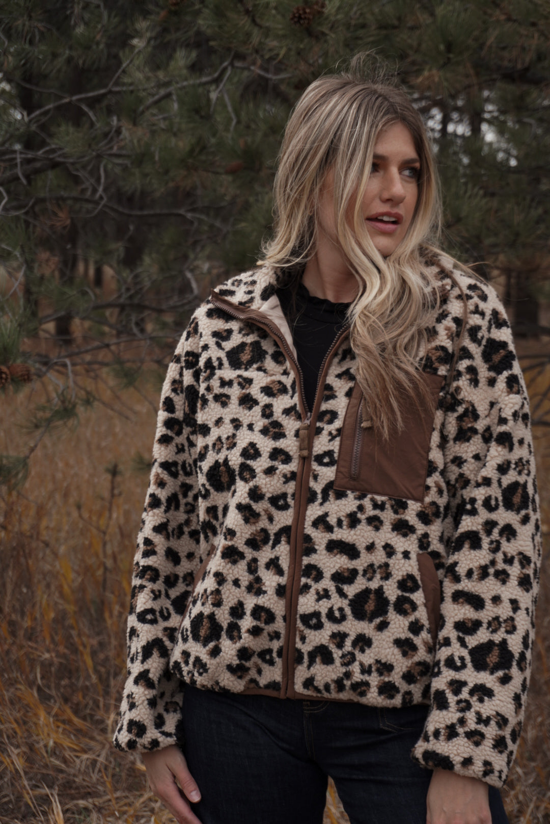 Kelsey Sherpa Leopard Print Jacket