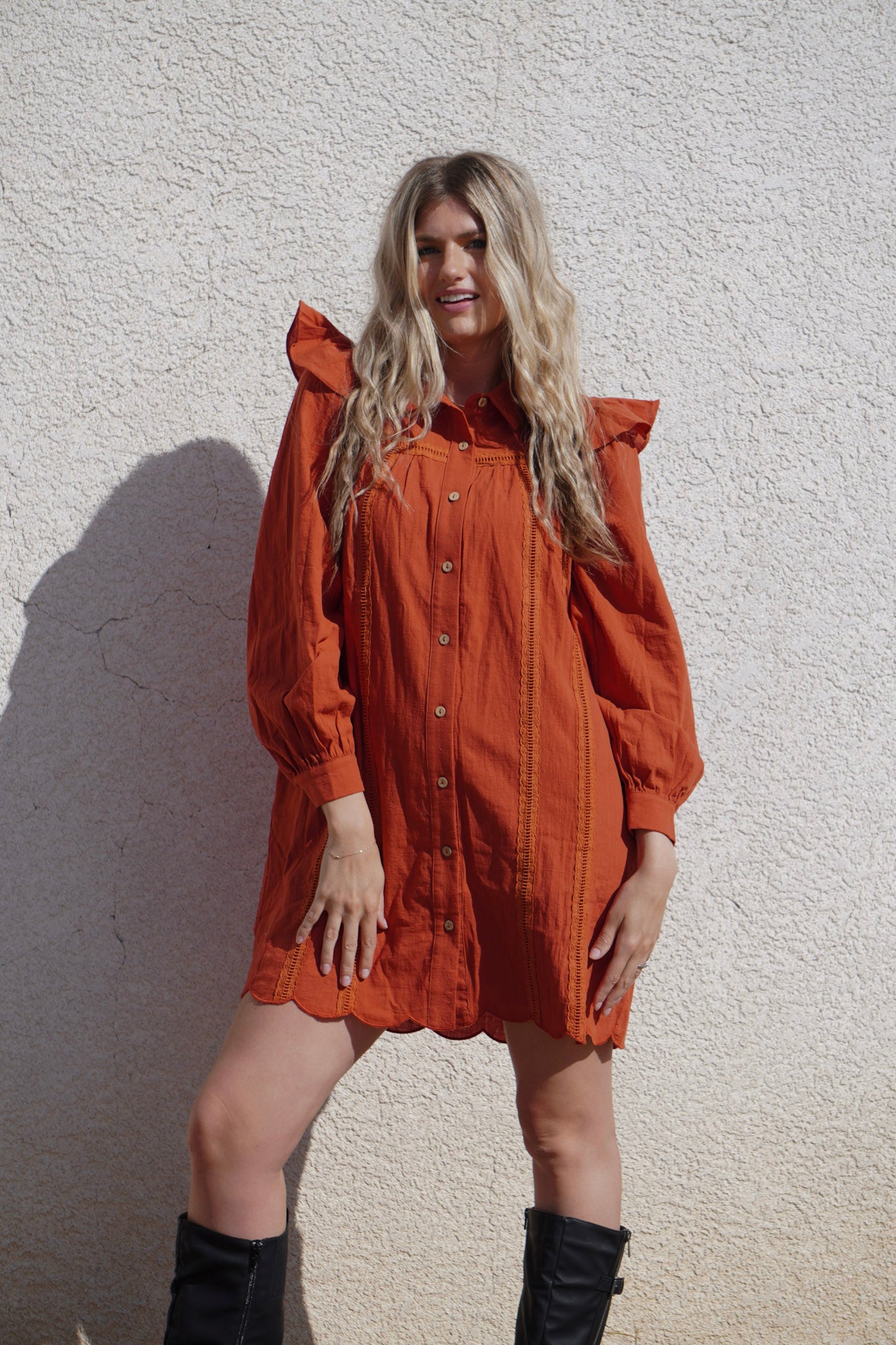 Amber Scallop Edge Mini Dress