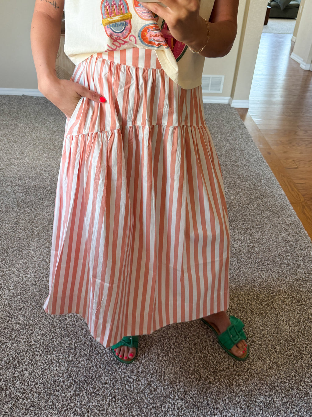 Stevie Striped Tiered Maxi Skirt