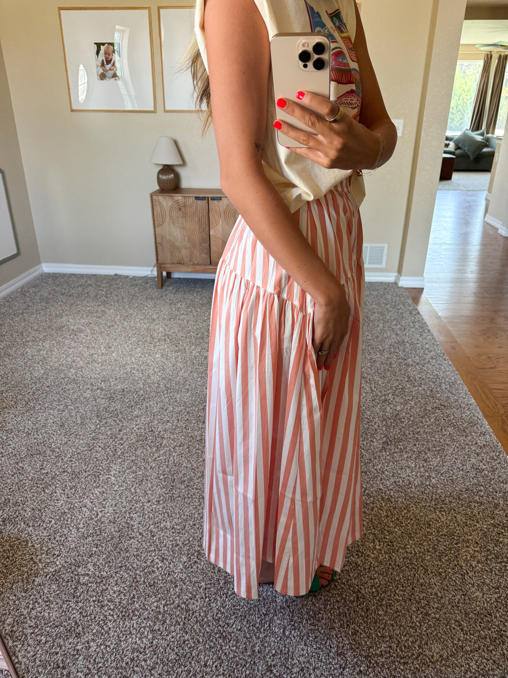 Stevie Striped Tiered Maxi Skirt