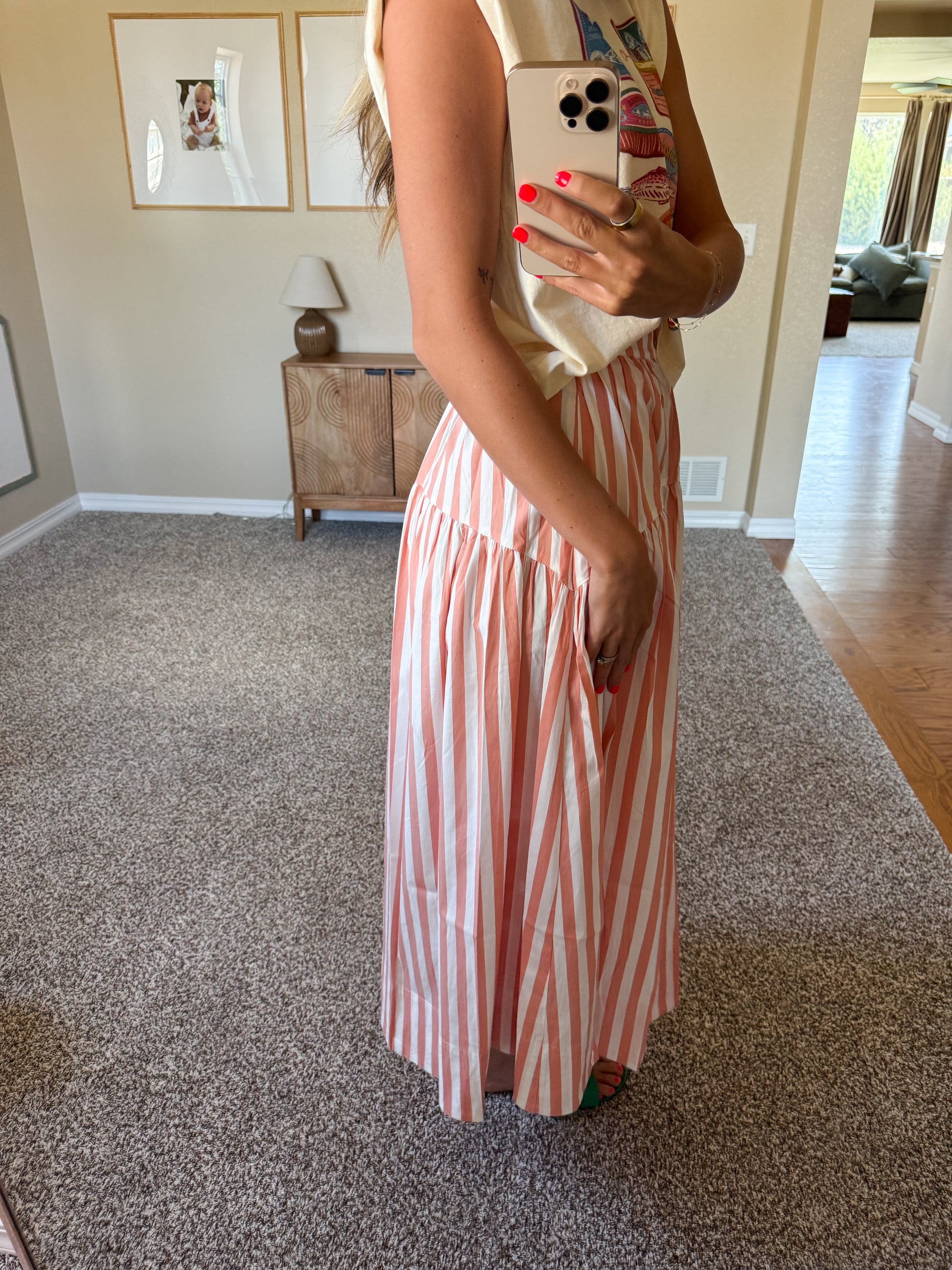 Stevie Striped Tiered Maxi Skirt