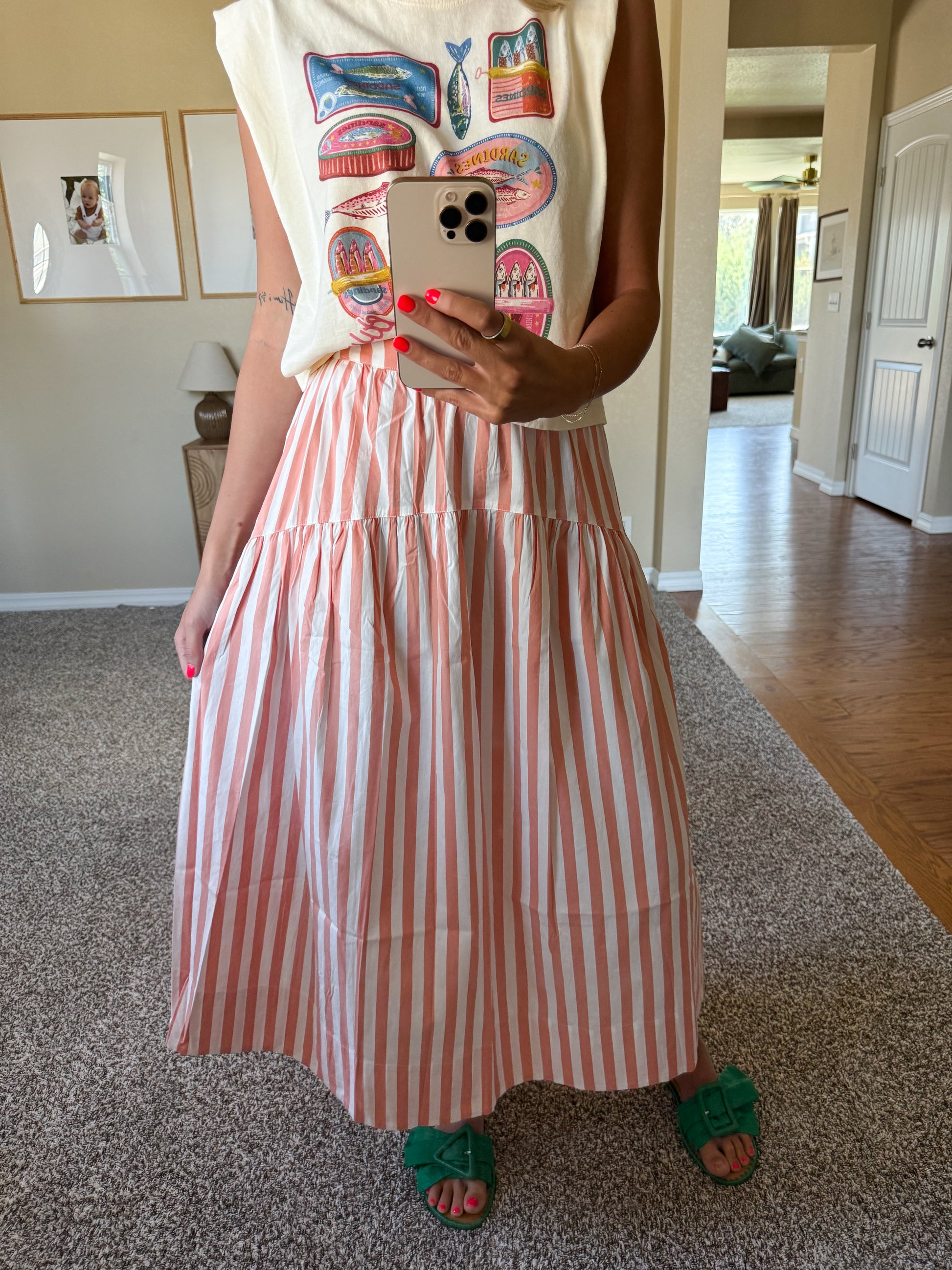 Stevie Striped Tiered Maxi Skirt