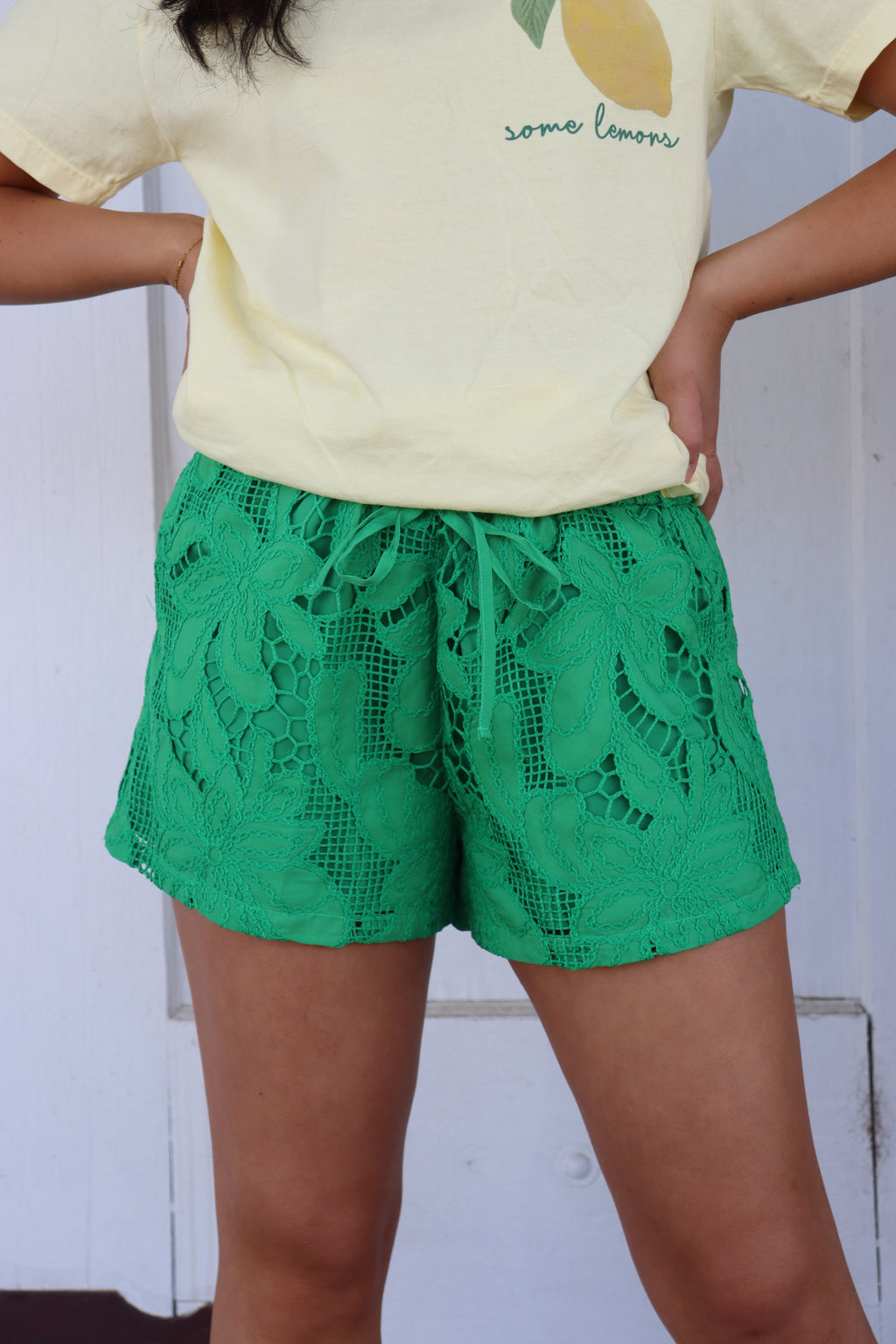 Ivy Eyelet Drawstring Shorts