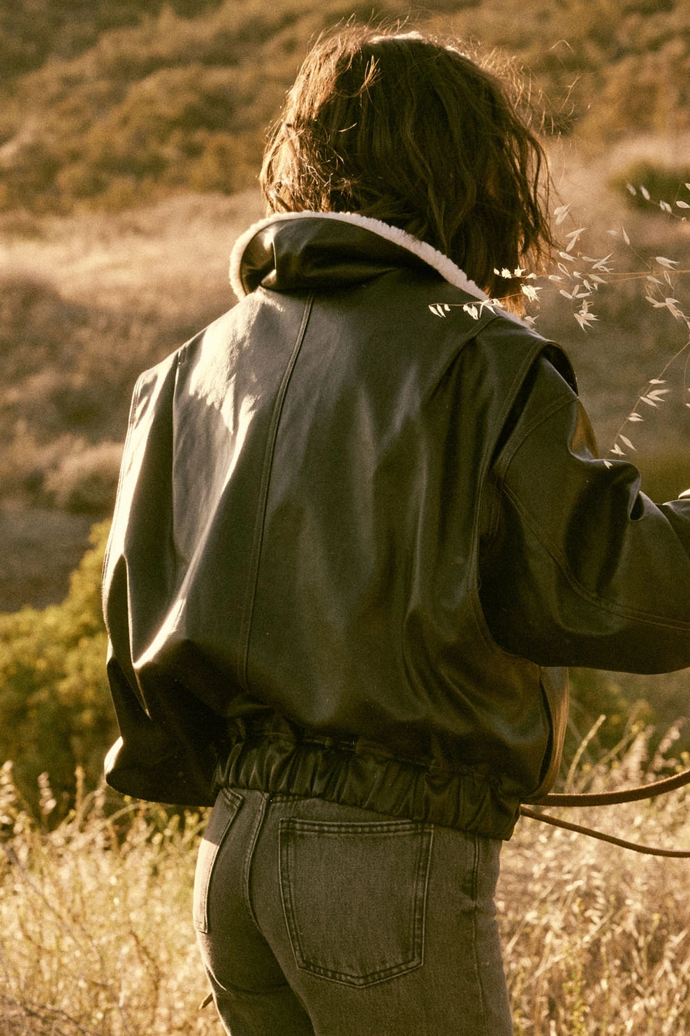 Kelly Faux Leather Bomber Jacket in Black