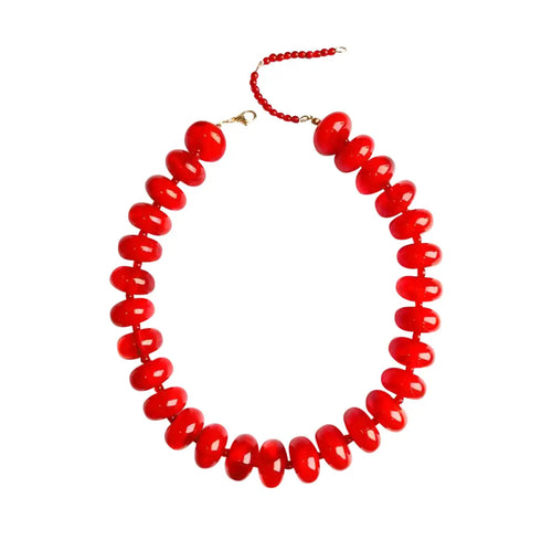 Bailey Chunky Beaded Necklace in Red