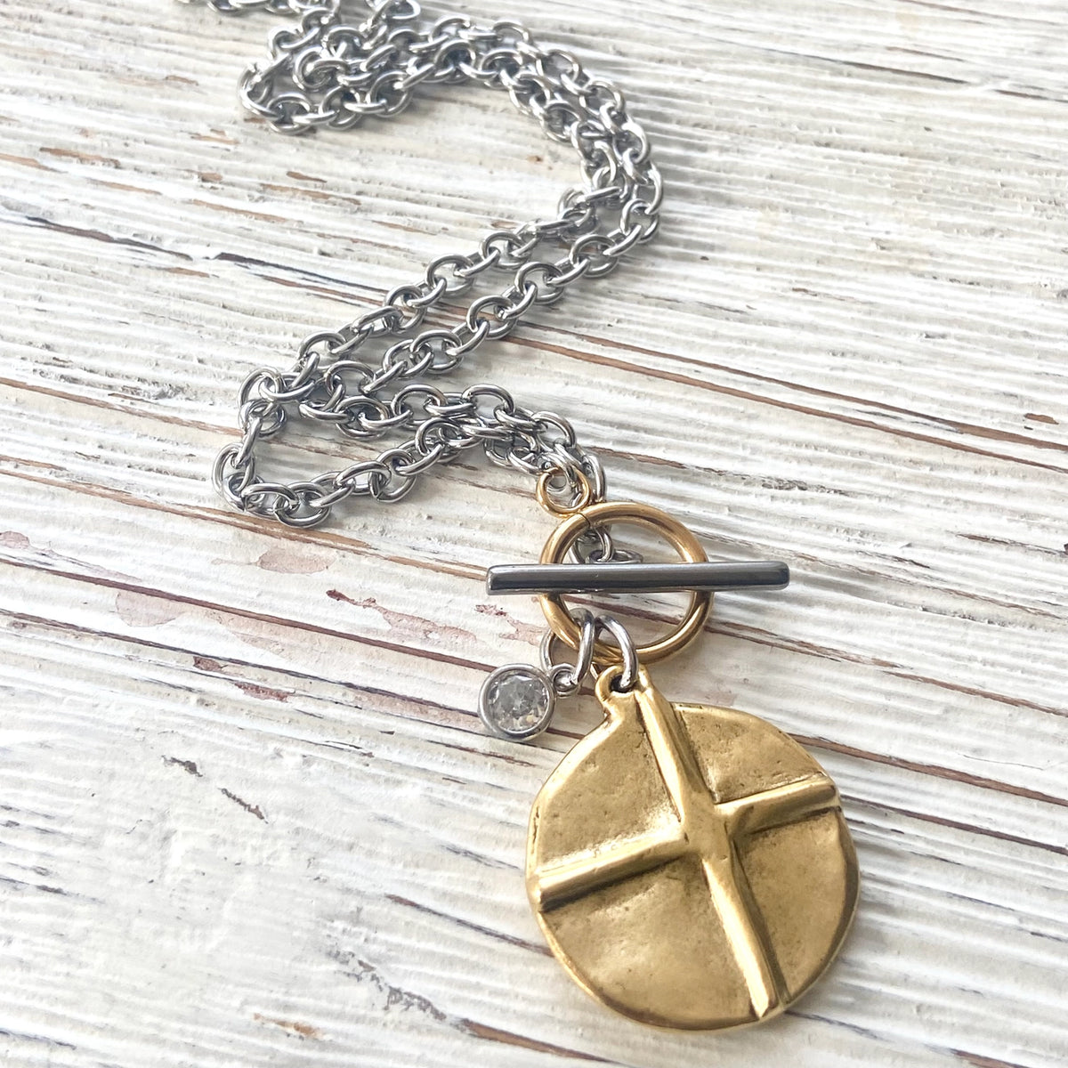 Cross Heart Reversible Necklace Hand Casted Jewelry