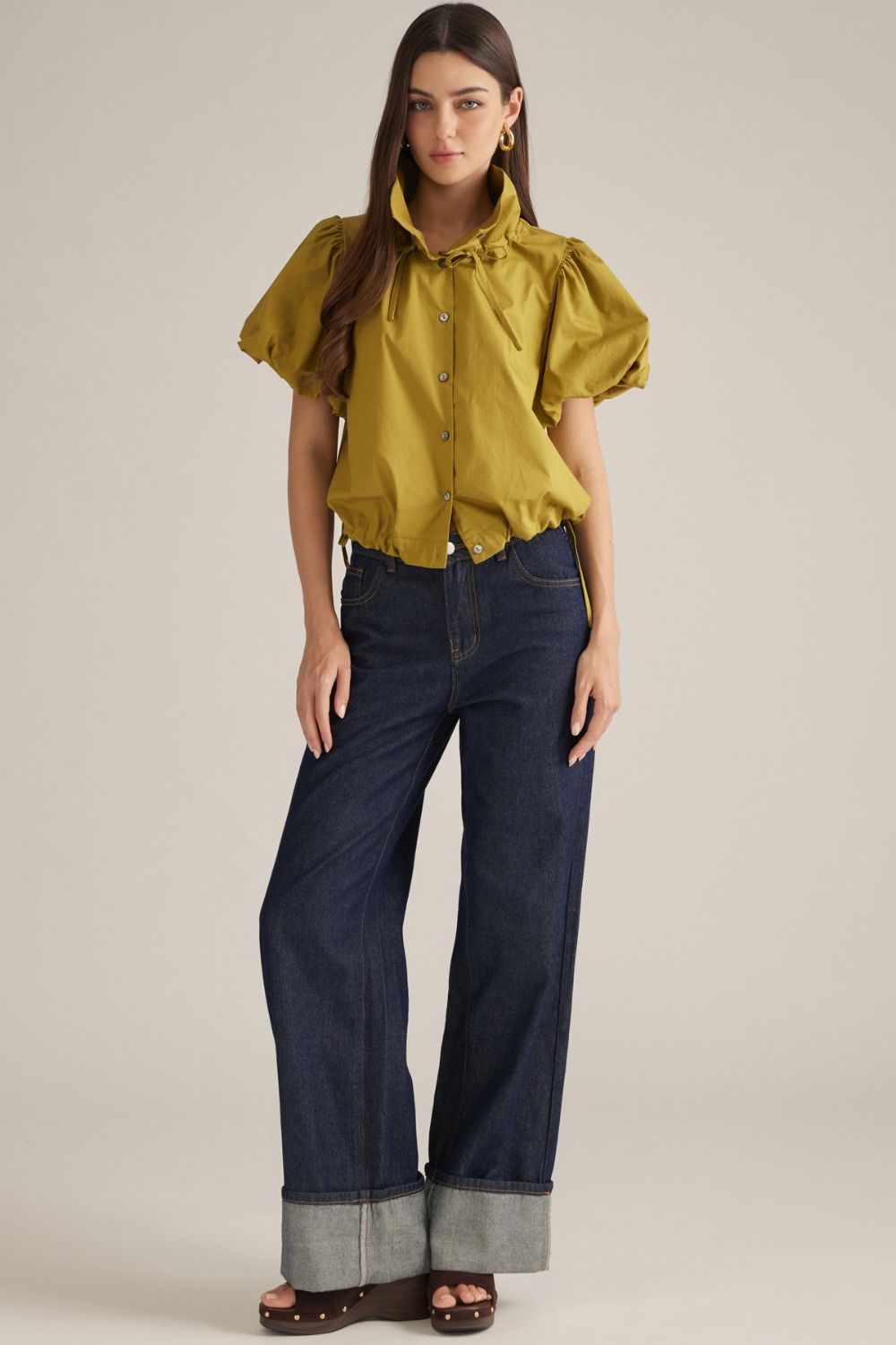 Lexie Puff Sleeve Top in Olive