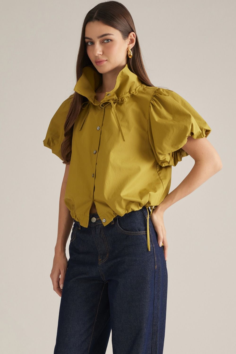 Lexie Puff Sleeve Top in Olive