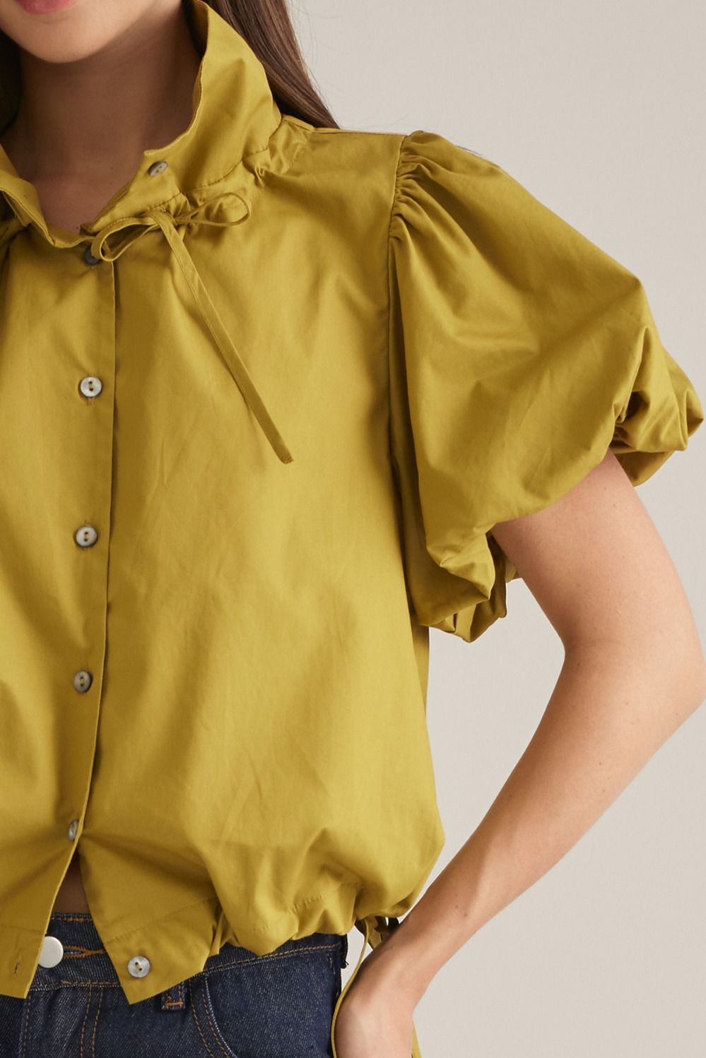 Lexie Puff Sleeve Top in Olive